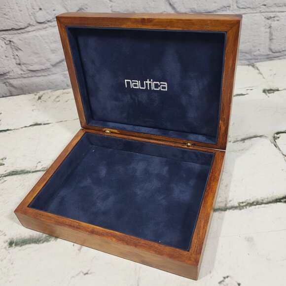 Nautica Wooden Jewelry Box With Velvet Lining Dresser Box for Keys or Misc - Picture 4 of 6